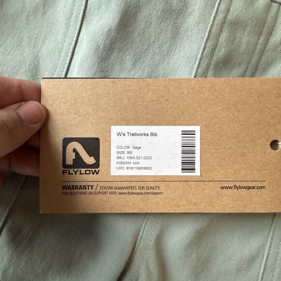 Flylow Trailworks Bib Women's XS Sage Green Outdoors Hunting - Picture 6 of 10